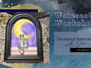 Traveler's Moon, Watercolor Workshop - Crescent Moon & Cats