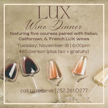 TRiO Restaurant & Market, LUX Wine Dinner