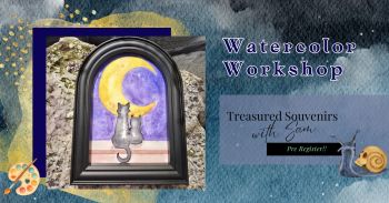 Traveler's Moon, Watercolor Workshop - Crescent Moon & Cats