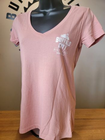 Buffalo City Distillery, V-Neck Ladies Tee Shirt
