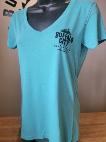 Buffalo City Distillery, V-Neck Ladies Tee Shirt